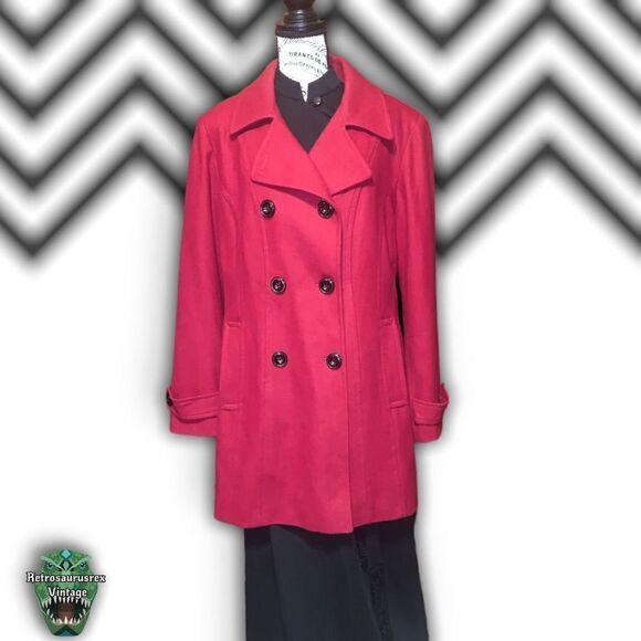 𝅺red Wool Peacoat - Picture 5 of 7